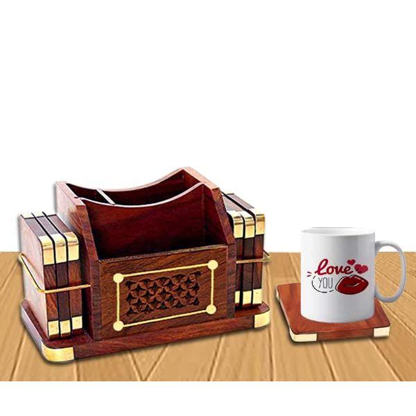 Hölzerne Getränkeuntersetzer, Holz Tischuntersetzer Set mit 6 Stück für Kaffeetassen, Teetassen, Bierdosen, Barbecher und Wassergläser