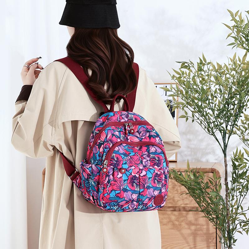 Bedruckter Nylon-Rucksack Studenten-Schultasche Damen Leichter Reiserucksack