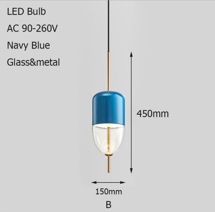 Nordic Creative Blue Glass Pendant Light Gradient Glass Pendant Light Hotel Lighting Bar Restaurant Decoration LED Lights