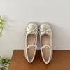 Bow Rhinestone Shallow Mouth Mary Jane Women's Shoes New with Skirt Inner Height Increase Ballet Shoes