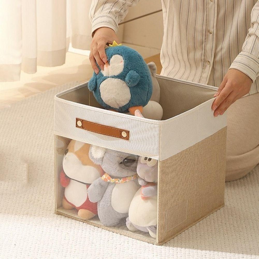 Non-woven Fabric Square Storage Box Large Capacity Stackable Clear View Clothes Storage Box with Handle Folding