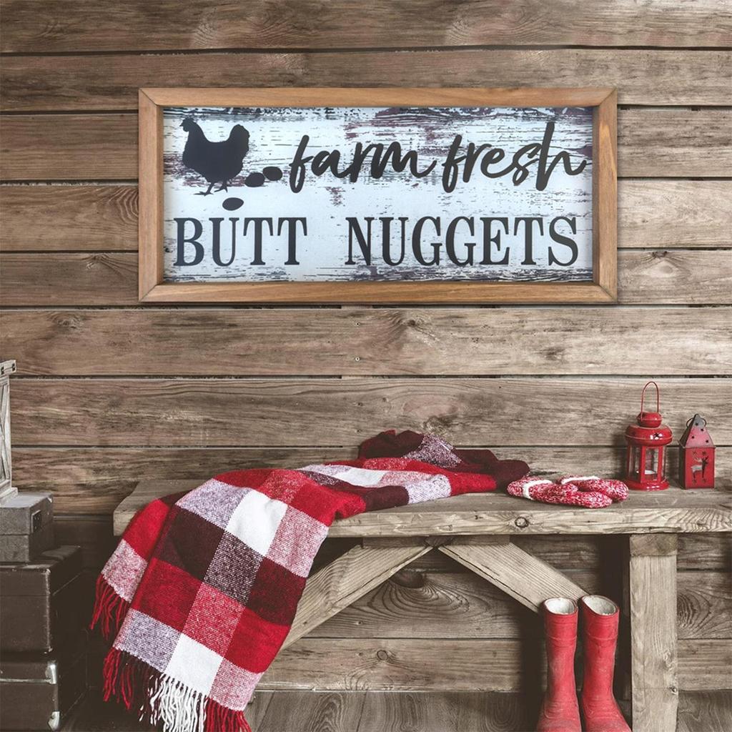 Funny Chicken Signs Chicken Coop Signs For Outside Wooden Frame Home Decorations Wall Art Farmhouse Decor For Farm Kitchen