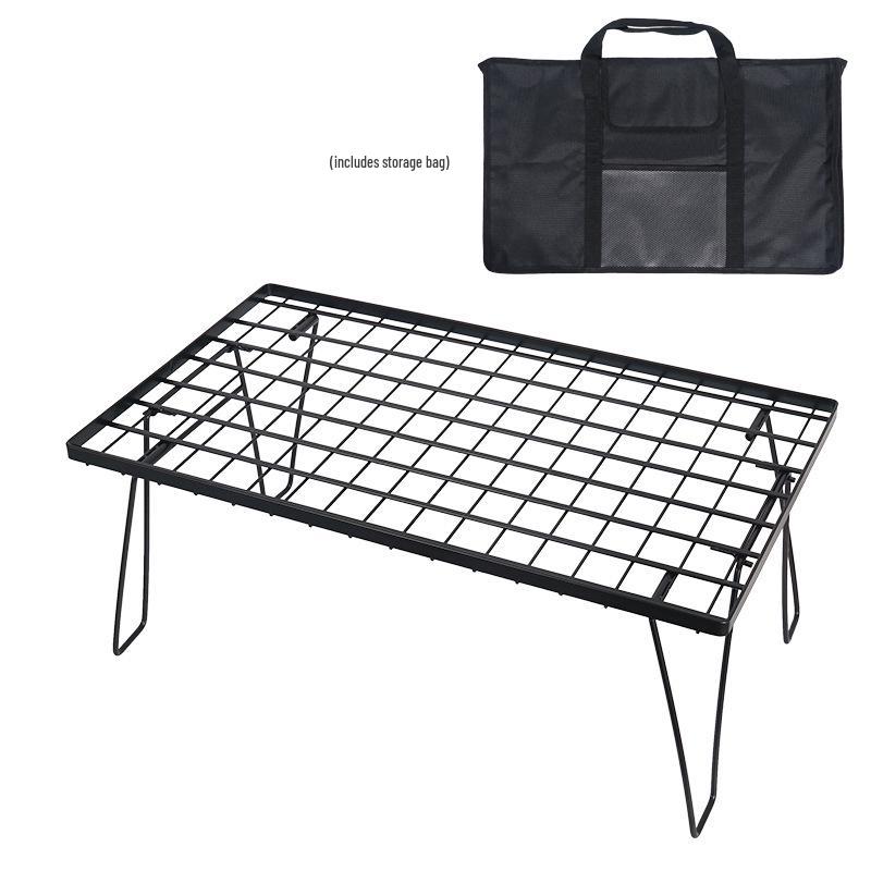 Draagbare Bamboe Eettafel met Gaasrek voor Kamperen & BBQ