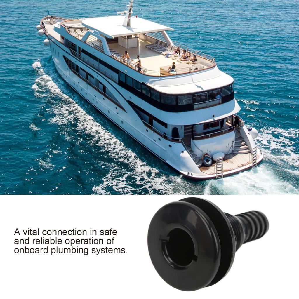 Boat Through Hull Connector 3Celsius4in ABS Plastic Hose Coupling Drain Outlet Accessory