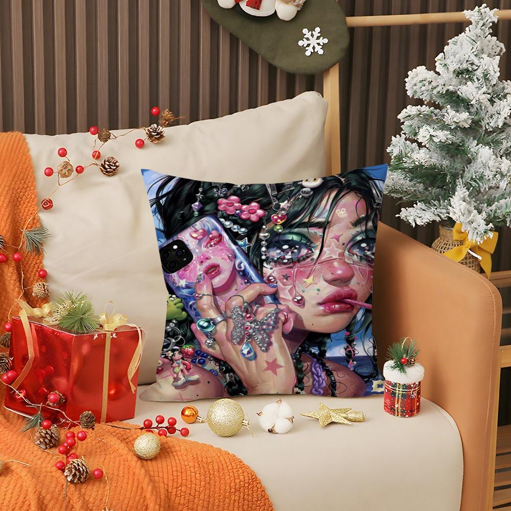 

Abstract Painted Beautiful Girl Pillow Case Printing Pillowcase Living Room Sofa Cushion Cover Bedroom Room Decor 30X30cm