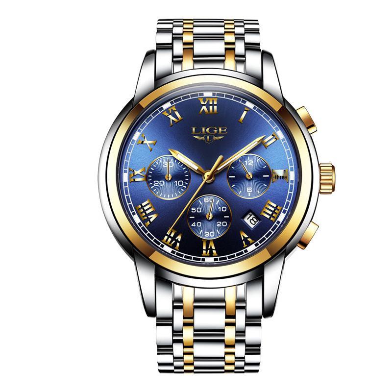 LIGE Men s Multifunctional Sport & Business Waterproof Chronograph Watch