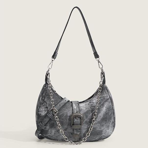 

New niche versatile fashion trend high-end crescent bag retro shoulder armpit bag chain handbag чёрный