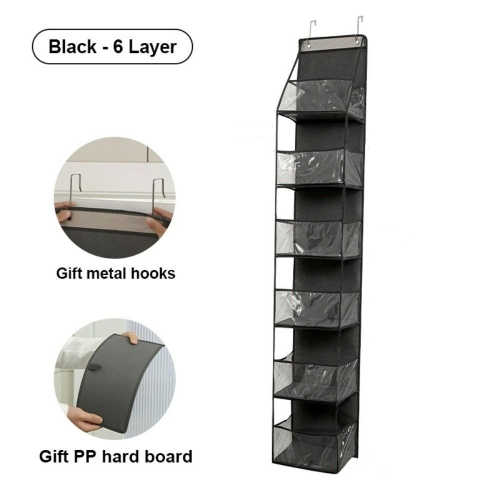 Six Compartments Storage Hanging Bag Wall-mounted Layered Storage Hanging Bag  Bedroom