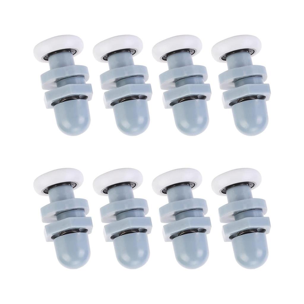 Pack of 8 Sturdy Plastic 20mm Bathroom Door Rollers Replacement Accessory for Round Sliding Shower Cubicles Door
