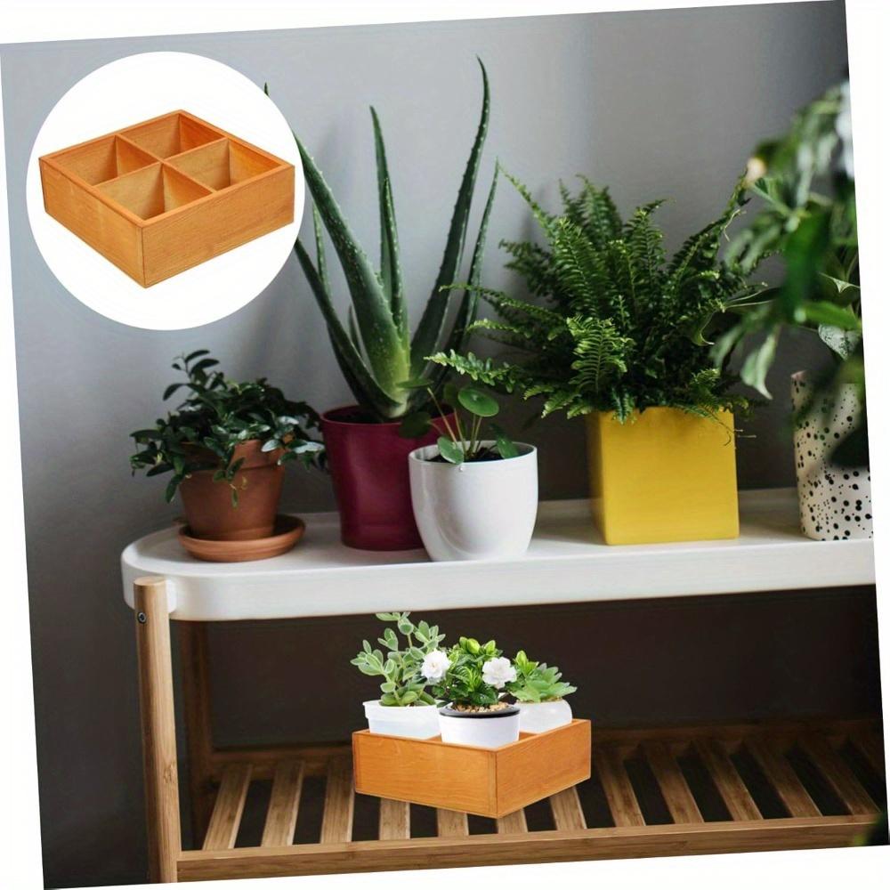 1PC Multifunctional Storage Box Dried Fruit Tray Compartment Planter Wood Veggie Tray 4 Compartment Wood Tray