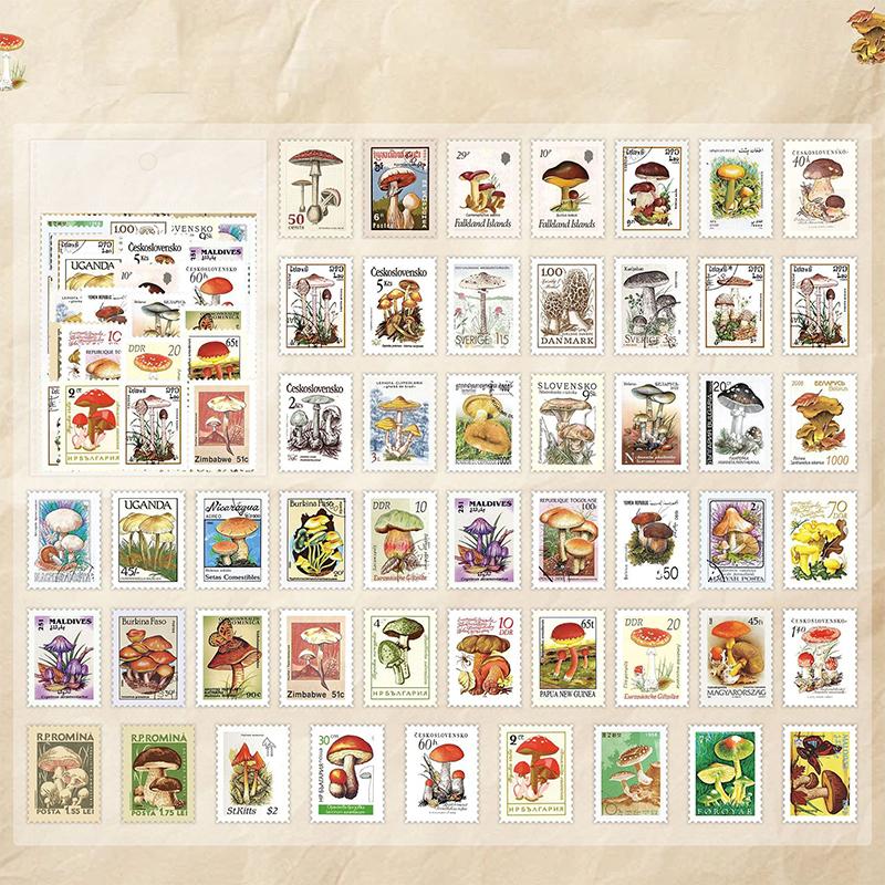 50 Sheets Philatelic Museum Series Postage Stamp Theme Stickers Scrapbooking Material Handmade Diary Album Junk Journal Supplies
