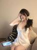 Sexy pajamas Women's Ice Ribbon Chest Pad Lace Thin Pure Desire French Suspender Pajamas New Loungewear
