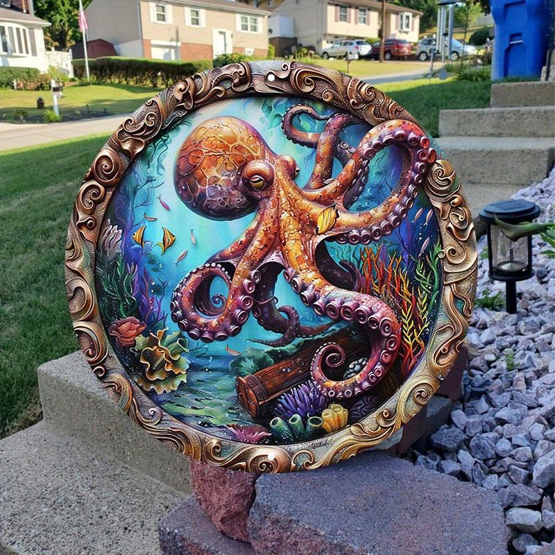 Durable wooden Octopus Wreath Sign, Scratch Resistant, Decor for Indoors and Outdoors, Perfect Valentine'S Day Gift