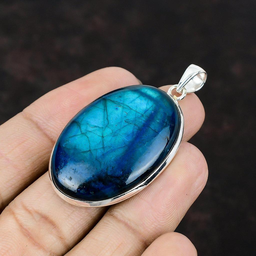 Neon Flash Labradorit Anhänger Echter Edelstein Anhänger 925 Sterling Silber Anhänger Modeschmuck Handgefertigter Anhänger Silberschmuck als Geschenk