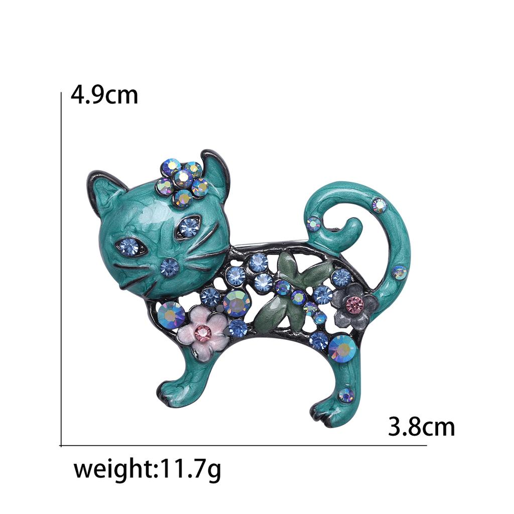Enamel Cat Pin for Women Unisex Rhinestone Cats Brooch Kitten Lapel Pins Banquet Party Backpack Gifts Jewelry Accessories