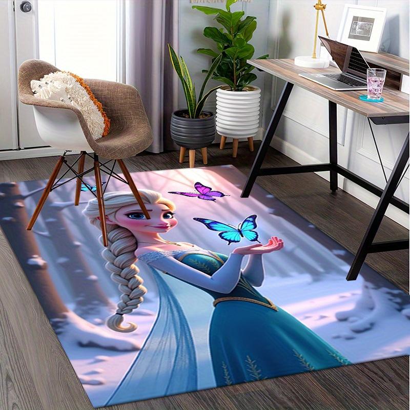 3D Printed Elsa,Butterflies,Winter Forest Anti-Slip Rug - Machine Washable Office Rug for Living Room, Bedroom, Office - Multiple Sizes