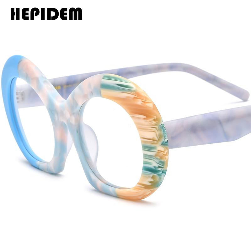 FONEX HEPIDEM Acetate Eyeglasses Frame Men New Round Brand Design Glasses Women Retro Vintage Eyewear Japanese Spectacles 9356
