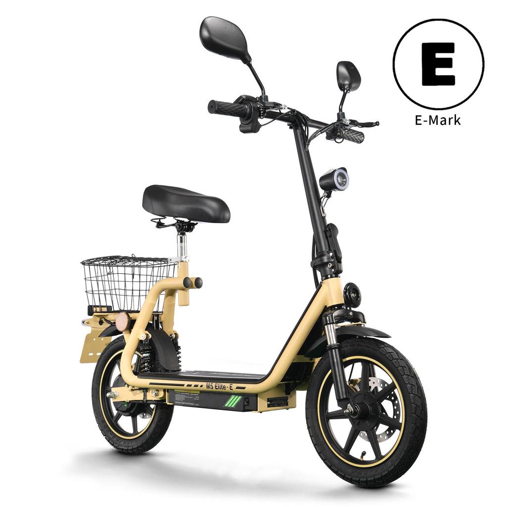 Electric Scooter with Seat TWOFISH M5-Elite-E 14" Tire 500W Motor 48V13Ah Battery Max Speed 40km/h Max Range 30km EEC Certified