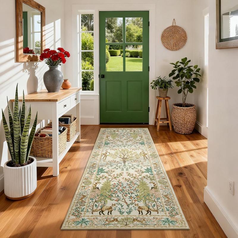 Jungle Animal Pattern Hallway Long Carpet Foldable Machine Washable Living Room Sofa Coffee Table Nonslip Floor Mat Bedroom Rug