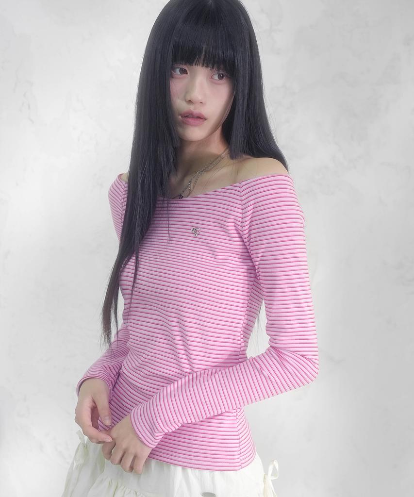 VIVACIOUS Se Stripe Boat-Neck Tee_5Colors