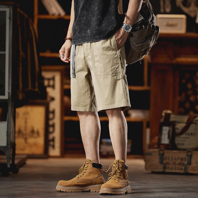Anyang Men's 2024 Summer Workwear Trend Loose Mid-Length Belted Casual Shorts