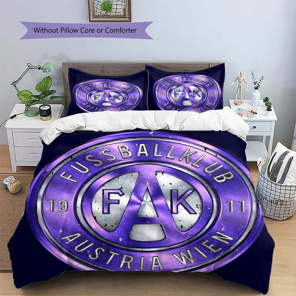 Austria Vienna Football Club Pattern Bedding,Quilt Set Quilt Cover Pillowcase Home Birthday Gift(1 * Duvet Cover + 2 * Pillowcase, Without Core)
