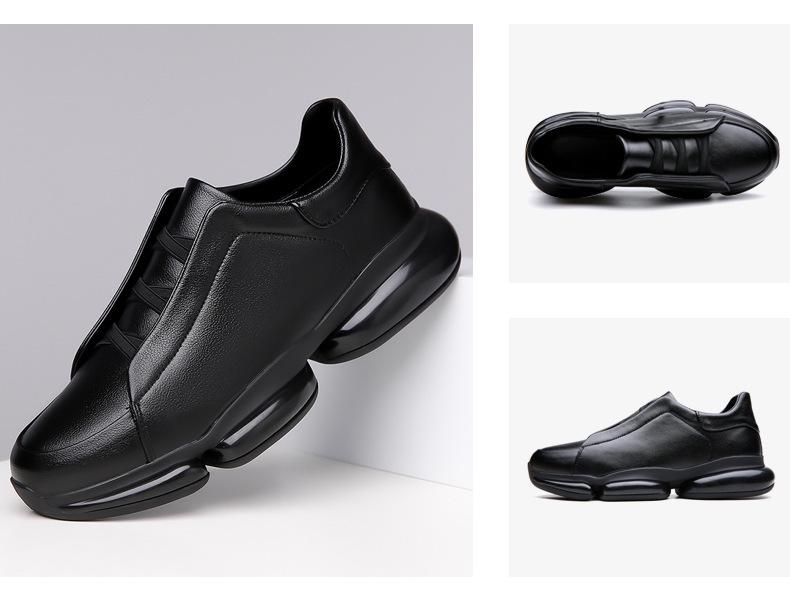 2024 Europäische Herren Schwarze Dicksohlige Spitzschuhe zum Hineinschlüpfen Freizeit