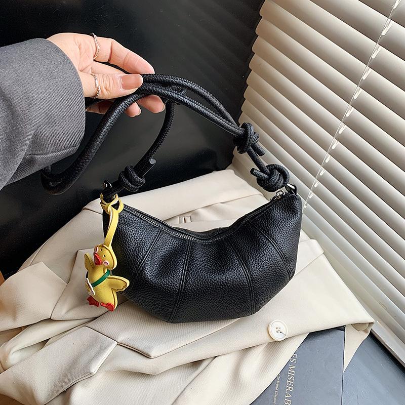 Fashion Lychee Pattern Dumpling Bag Women's 2025 Spring New Trend Simple Casual Personality Niche Shoulder Messenger Bag