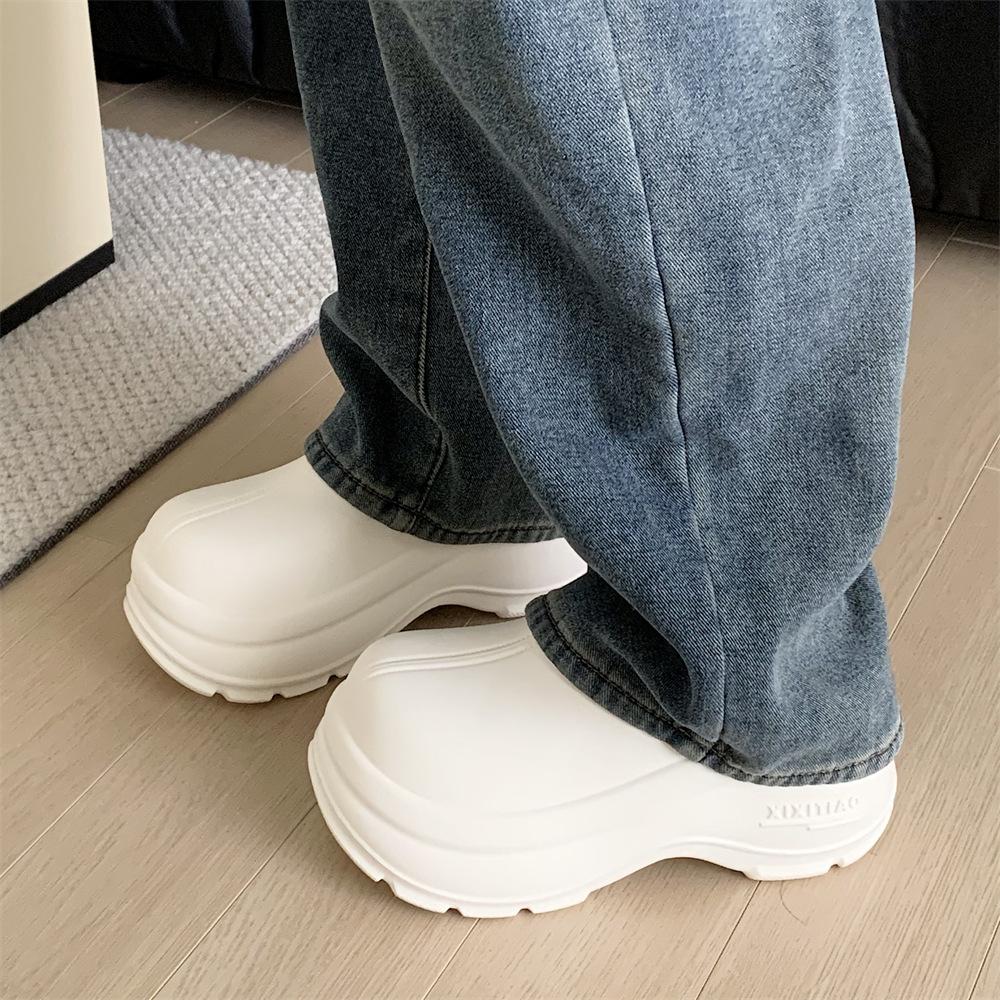 Modne platformowe kapcie w stylu koreańskim dla kobiet na lato i jesień, buty na koturnie, gruba podeszwa, damskie klapki do domu i na ulicę, sandały z zakrytymi palcami
