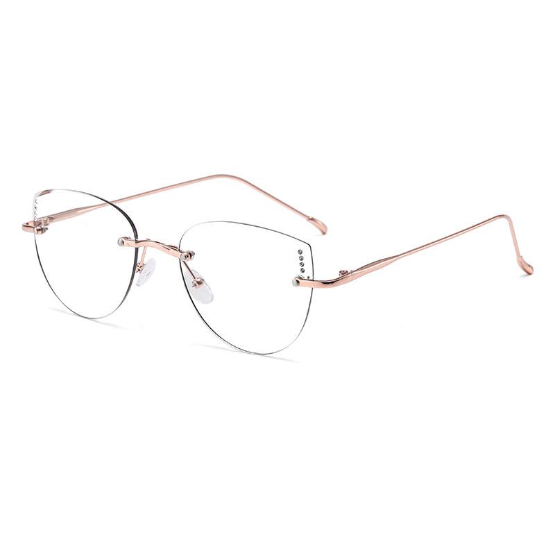 Rimless Gold Wire Myopia Glasses: Color-Changing, Photochromic, Ultra-Light, Blue Light Blocking – Stylish Internet Celebrity Design.