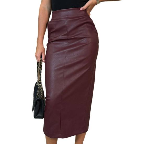 Gonna Lunga Sexy Bodycon da Donna in Ecopelle Vita Alta Gonna a Matita Vestibilità Stretta con Spacco Posteriore per Club Appuntamenti Feste Ufficio Uso Quotidiano
