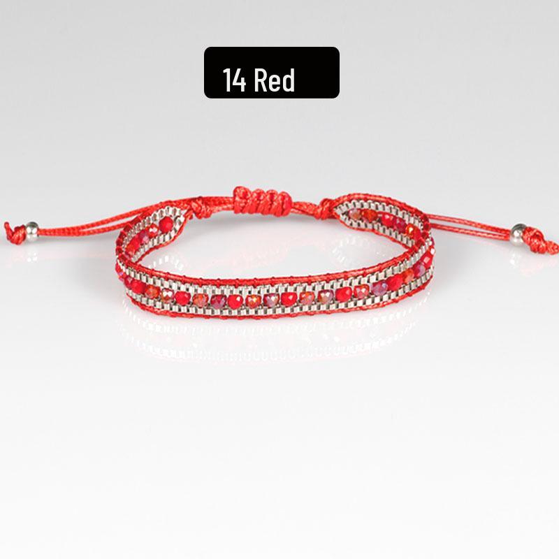 Bohemian Handmade Woven Crystal Beaded Friendship Bracelet for Women