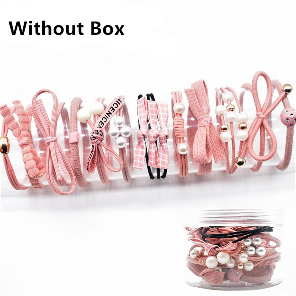 12pcs Bowknot Hair Rope Cute Wool Braided Lattice Hairband Women Girls High Ponytail Elastic Scrunchie Headwear