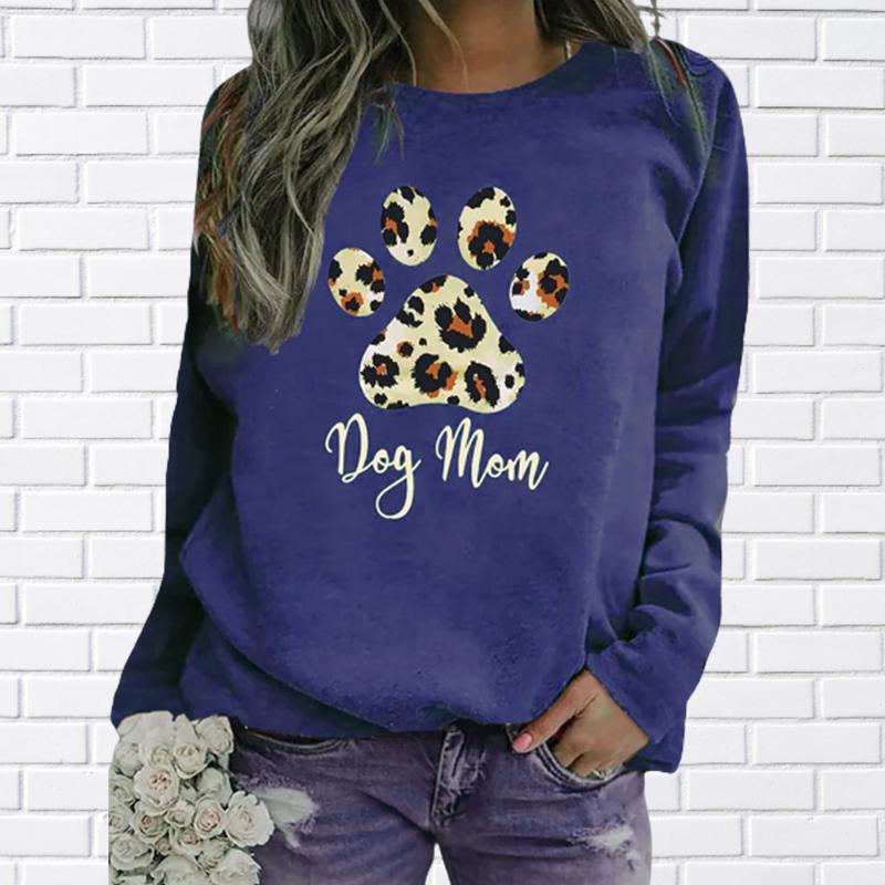 Dámské podzimní topy volné Cat Ranunculus Chinensis Tisk Kauzální tričko s dlouhým rukávem Top halenka