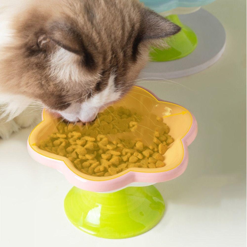 With Flower Design Cat Bowl With Stand Cats Drinking Feeder Dog Food Feeding Basin  Neck Protection