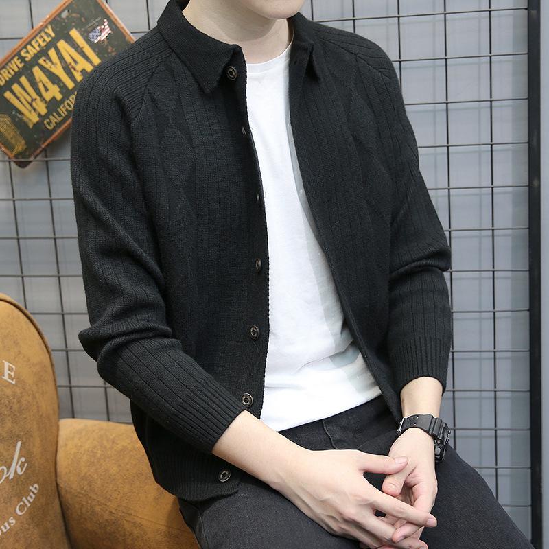 Autumn Cardigan Korean Style Sweater Men's Tops Jacket New Men's Trendy Slim Sweater Trendy One