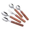 HANYANG New Wooden Handle Tableware Household Items 304 Stainless Steel Small Soup Spoon Steak Fork Dessert Spoon Tableware