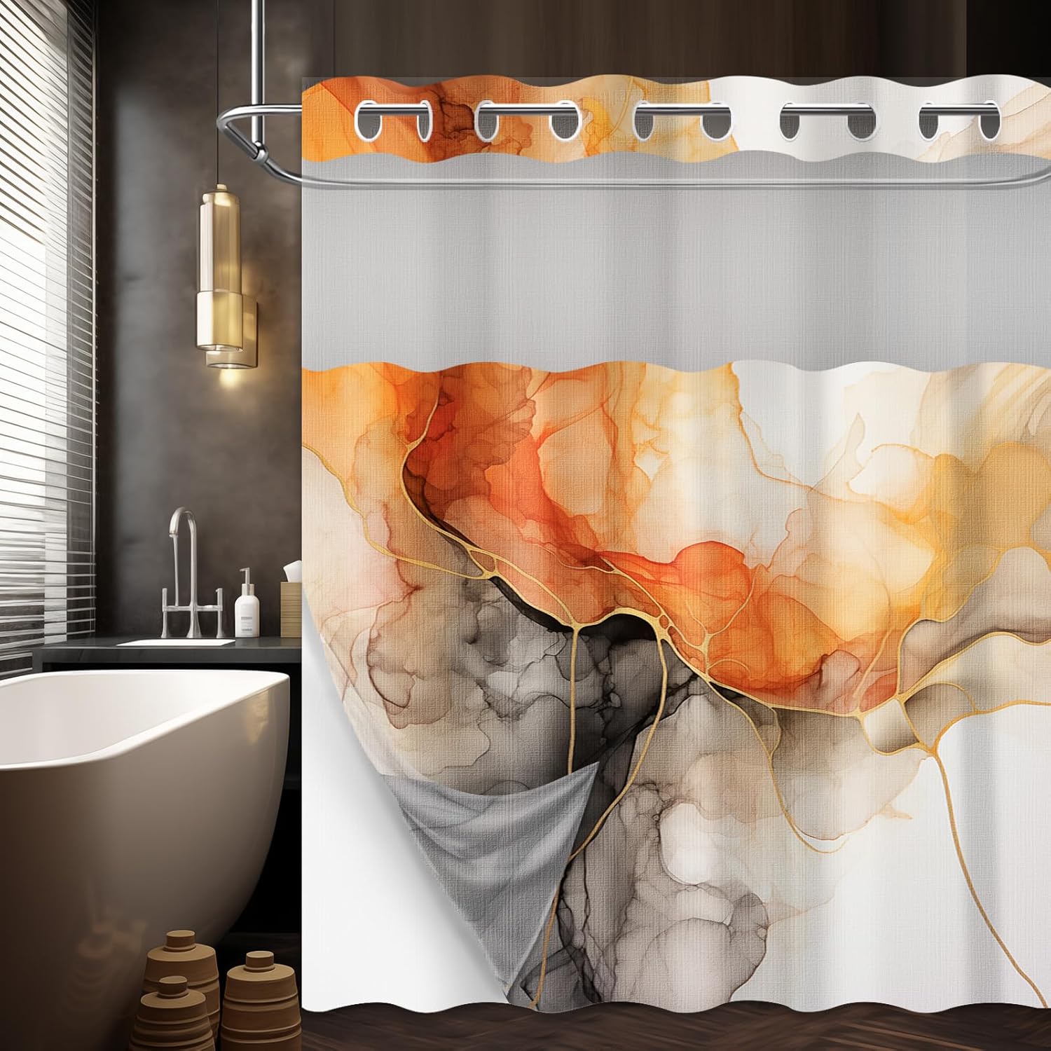 Elephant Shower Curtain,  Animal Shower Curtains for Bathroom Decor Africa Safari Ocean Bath Curtain Set, Waterproof Fabric with 90x180CM