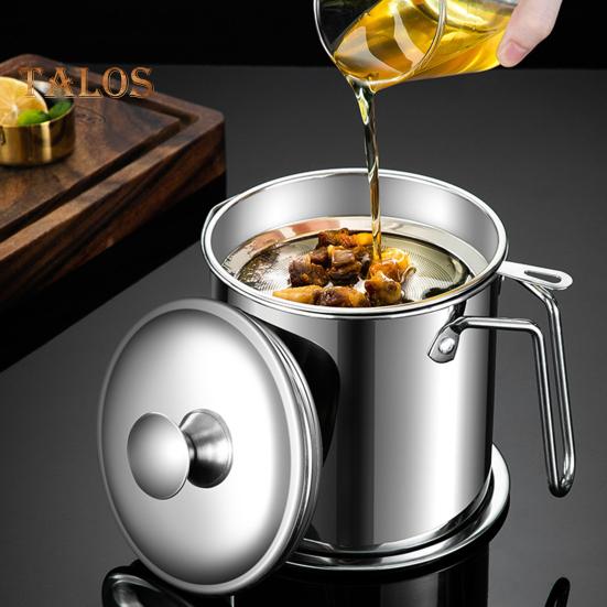 Bacon Grease Saver with Strainer 1.8L Large Capacity Bacon Grease Container Oil Filter Can Easy To Clean Thoughtful Gift