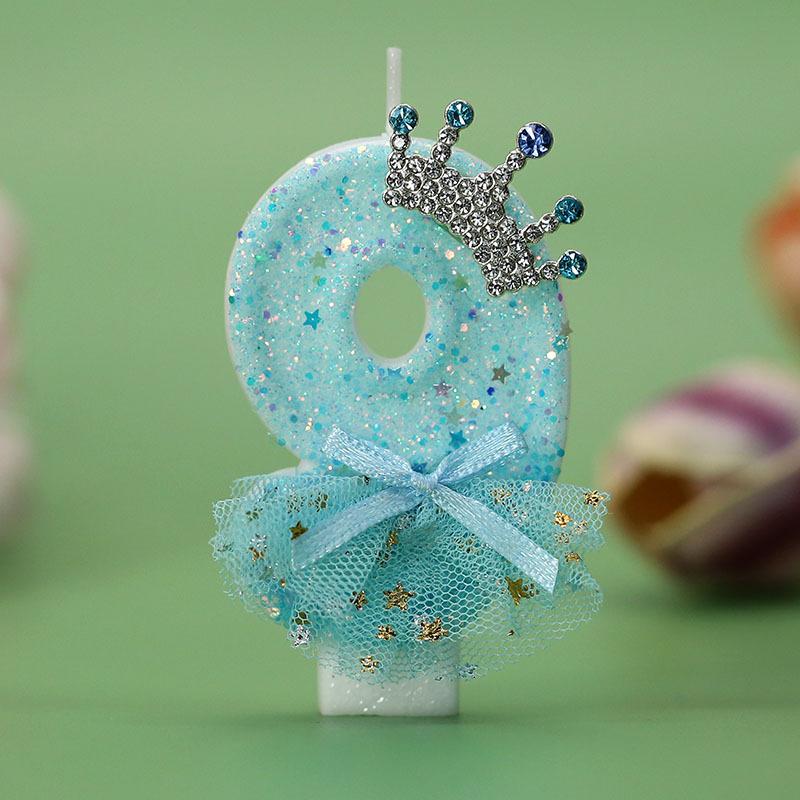 

Blue Crown Dress Number Birthday Candles Cute Cake Toppers for Girls Princess Party Decor Unique Candles for Celebrations