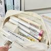 Xiaohongshu Snowflake White Pencil Case: Large Capacity, Solid Color, Student Stationery Bag