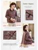 2025 Autumn/Winter New Mom's Casual Print Loose Lapel Zipper Jacket for Middle-Aged and Elderly Women