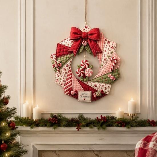 Einzigartiges Weihnachtsgeschenk für Lehrer, Weihnachts-Stoffkranz DIY-Set, Patchwork Anfängerfreundlich, Handgefertigte Bastelgirlande, Materialdekoration