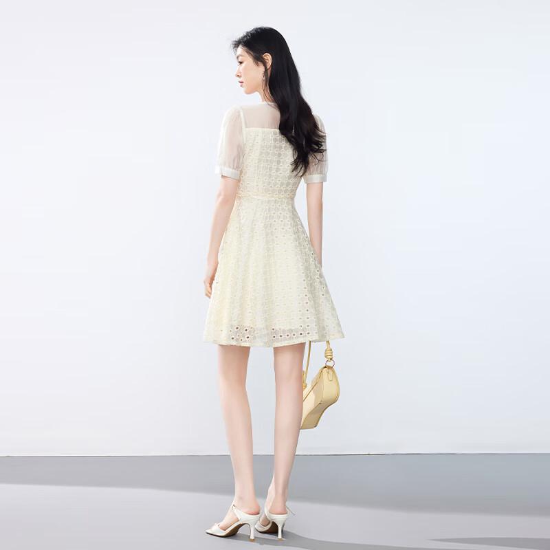 JOY SPEAKER Elegant Mesh Lace Midi Dress