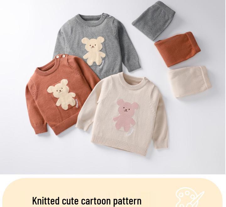 Autumn/Winter Cartoon Pullover Sweater Set for Toddlers