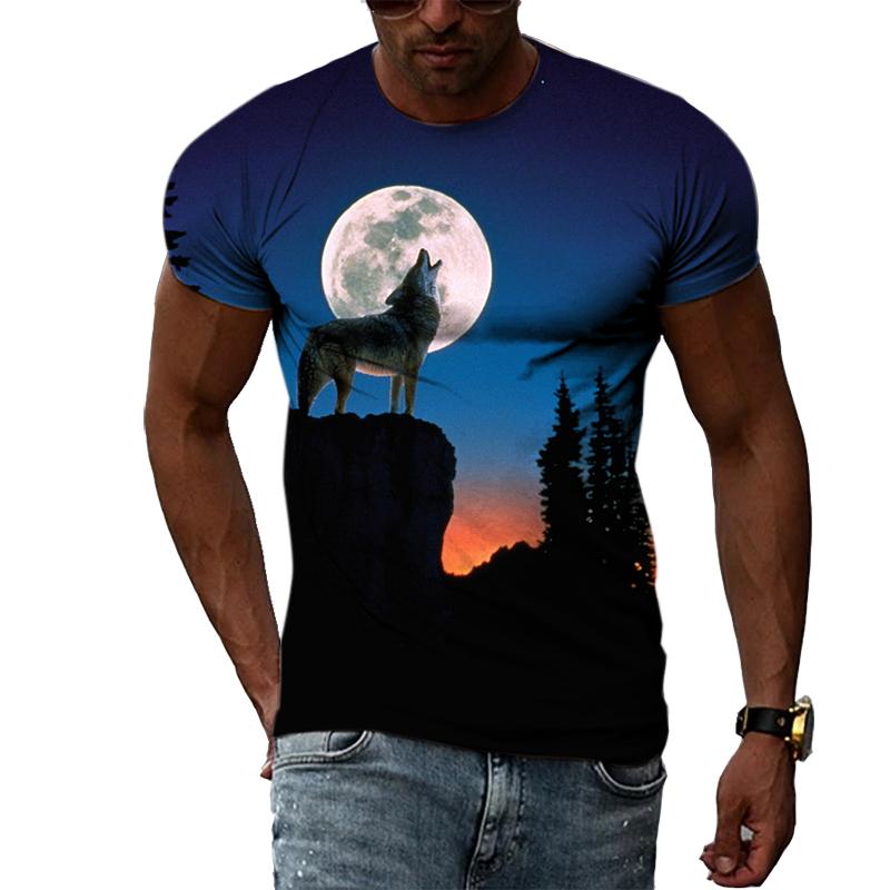 Casual Men's Animal Print T-shirt Hip-hop Elements Street Trend Round Neck Dress Personality Fashion New Summer Short Sleeve Top