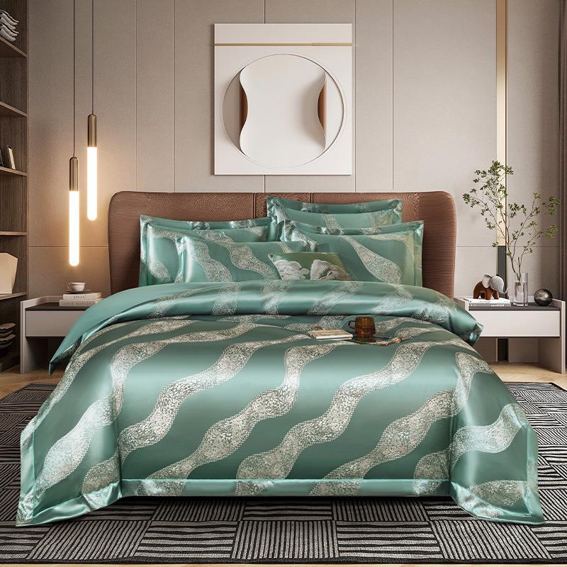 European Cotton Sateen Jacquard 4-Piece Skin-Friendly Bedding Set