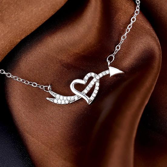 Yousheng Choker Necklace Alloy Heart-Shaped Pendant Necklace with Sparkling Rhinestones Adjustable Length Necklace Jewelry Gift