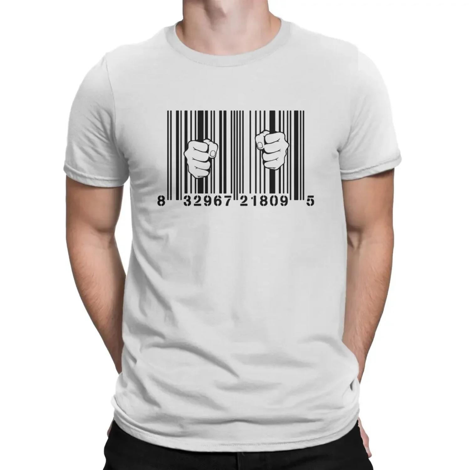 

Captured By Consumerism UPC Barcode Prison Men TShirt Banksy Street Graffiti Artist Crewneck Tops 100% Cotton T Shirt Funny S чёрный