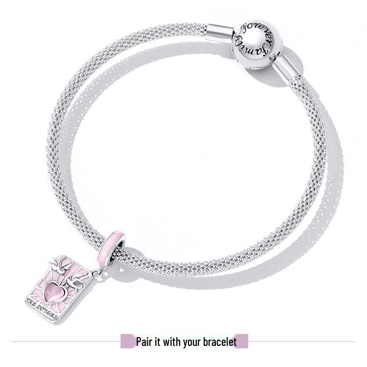 Yin Ziyun Handmade Pink Tarot Lover Pendant with Drip Glue Beads